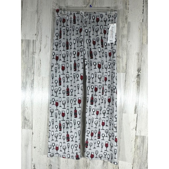 Berkshire Other - Daydream Pajama Pants Small Gray Wine Glass Bottle Print Plush Fleece Loungewear